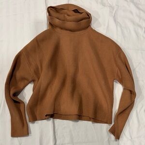 Lulu's Cropped Turtleneck Sweater in Caramel Brown